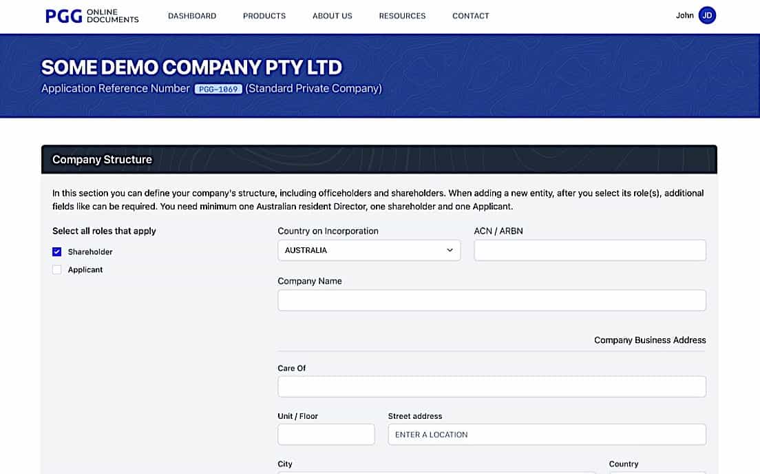 Company Registration - Company Structure 3 screen